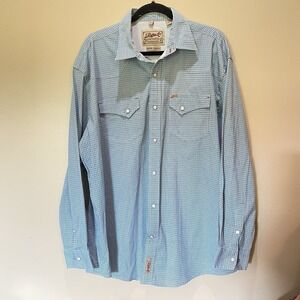 Rafter C Pro Flex45Performance Shirt Mens XXL Turquoise Print Pearl Snap Western